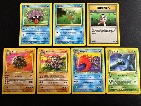 Kingler Golbat Golem Graveler Recycle etc. 1st Edition Fossil Set Pokemon Cards